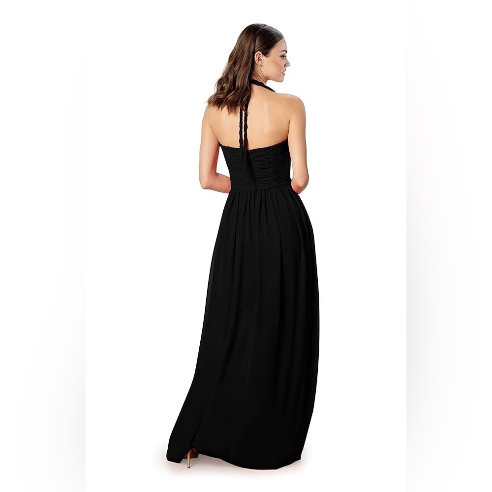 New! Dress The Population Aura Braided Halter Chiffon Maxi Dress 🖤 XS - Picture 4 of 9